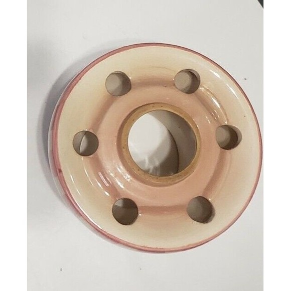 Small Candle Holder Shade Topper Waxcessories Ceramic Pink Flowers White Flaw - Picture 5 of 10